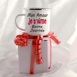 mugs humoristiques en inox, metal émaillé