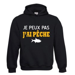 sweat shirt à capuche noir pêche