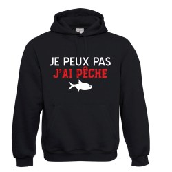 sweat shirt à capuche noir pêche