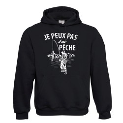 sweat shirt à capuche noir pêche