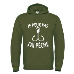 sweat shirt à capuche noir pêche