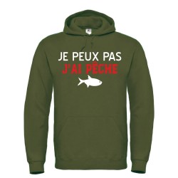 sweat shirt à capuche noir pêche