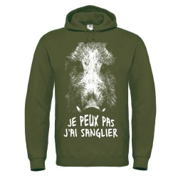 sweatshirt à capuche kaki chasseur