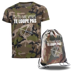 ensemble camouflage tee shirt et sac a dos