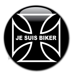 pin's je suis biker croix chopper