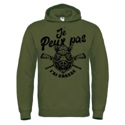 sweatshirt à capuche kaki chasseur