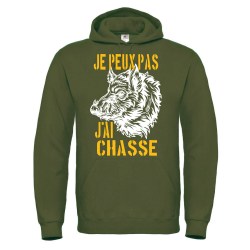 sweatshirt à capuche kaki chasseur