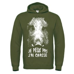 sweatshirt à capuche kaki chasseur