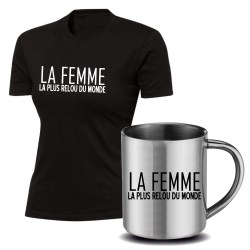 lot cadeau tee shirt humoristique femme et mug