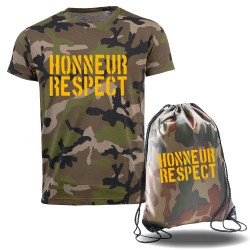 ensemble camouflage tee shirt et sac a dos