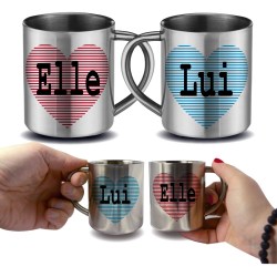 Mug fête des pères inox cadeau saint valentin en inox