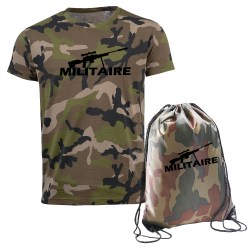 ensemble camouflage tee shirt et sac a dos