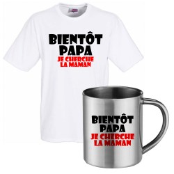 lot cadeau tee shirt et mug inox