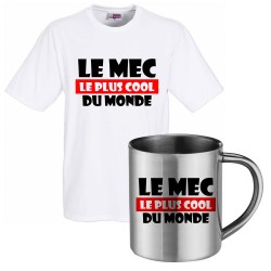 lot cadeau tee shirt et mug inox