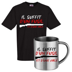 lot cadeau tee shirt et mug inox