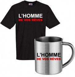 lot cadeau tee shirt et mug inox