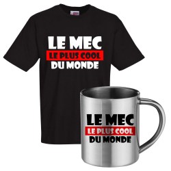 lot cadeau tee shirt et mug inox