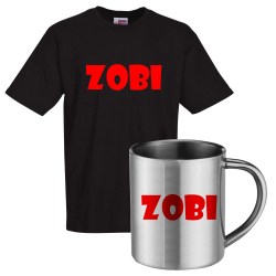 lot cadeau tee shirt et mug inox