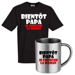 lot cadeau tee shirt et mug inox