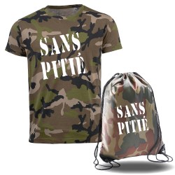 ensemble camouflage tee shirt et sac a dos