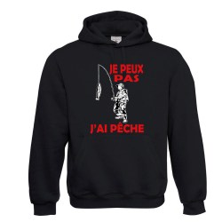 sweat shirt à capuche noir pêche