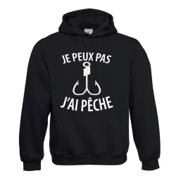 sweat shirt à capuche noir pêche