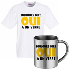 lot cadeau tee shirt et mug inox