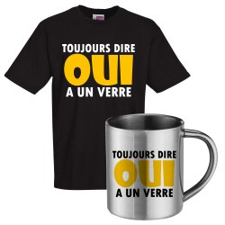 lot cadeau tee shirt et mug inox