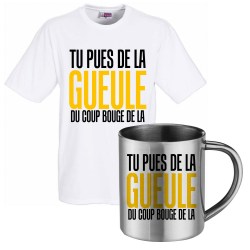 lot cadeau tee shirt et mug inox